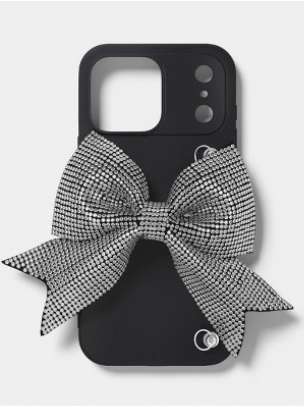 heyday Black Phone Case with Sparkling Silver Bow Accent